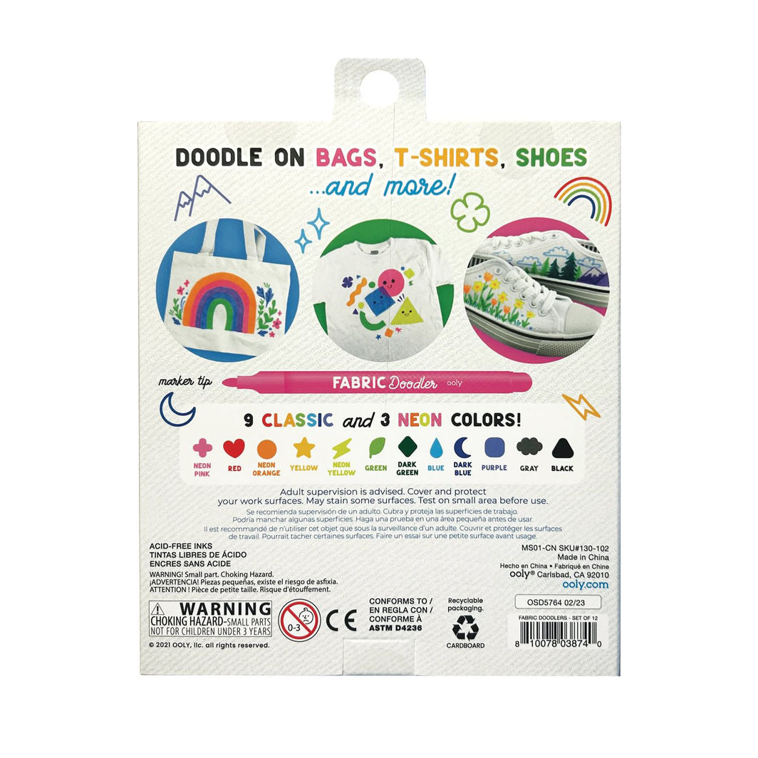 Ooly Tekstiltusjer 12 stk, Doodlers