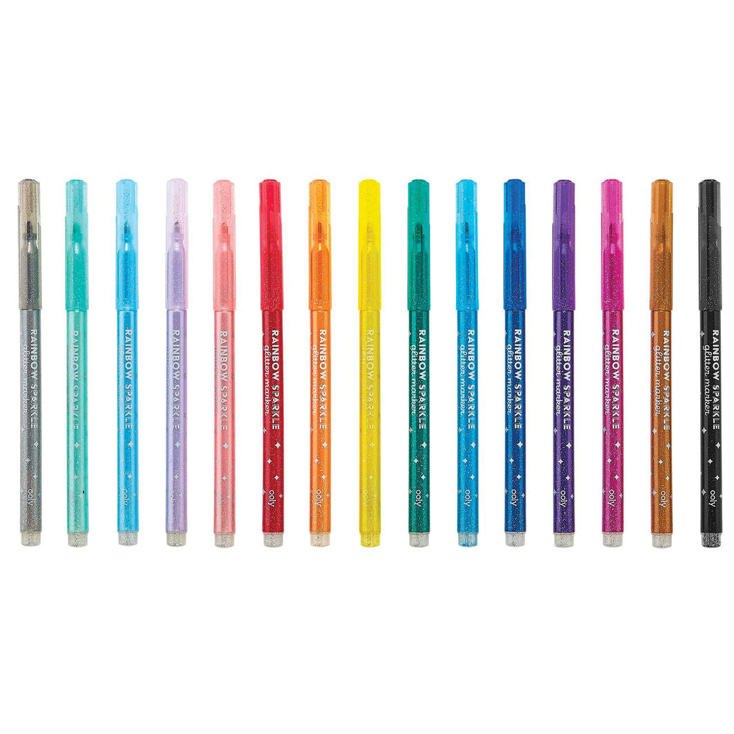 Ooly Tusjer 15 stk, Rainbow Sparkle Glittertusjer