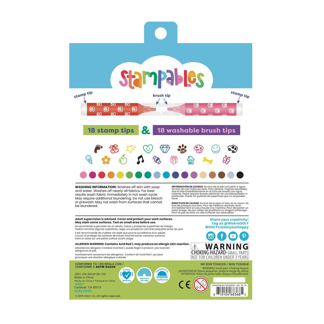 Ooly penseltusjer med stempel, 18 stk, Stampables