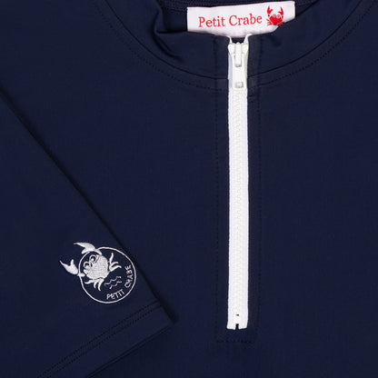 Petit Crabe UV badebluse m. lynlås og korte ermer, Max, blue - 1-10 år