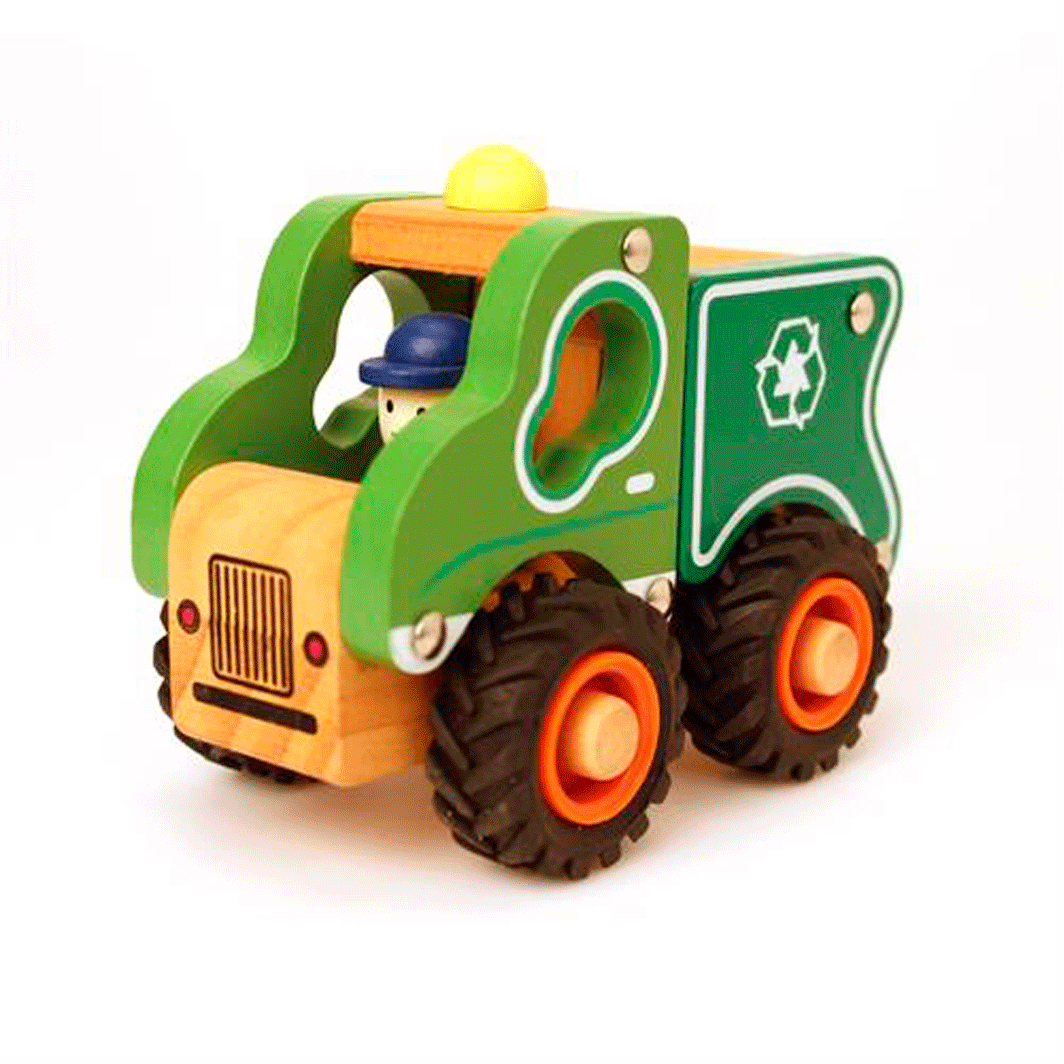 Magni Søppelbil tre med gummihjul