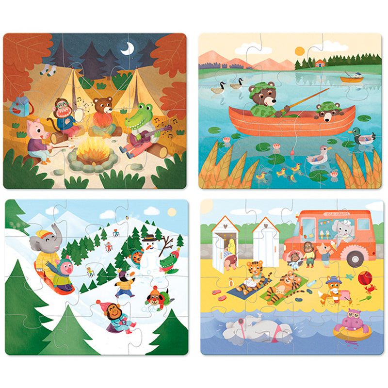 Vilac 4 puslespill i tre - på ferie