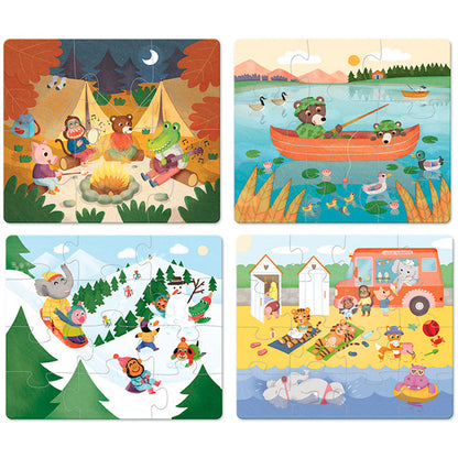 Vilac 4 puslespill i tre - på ferie