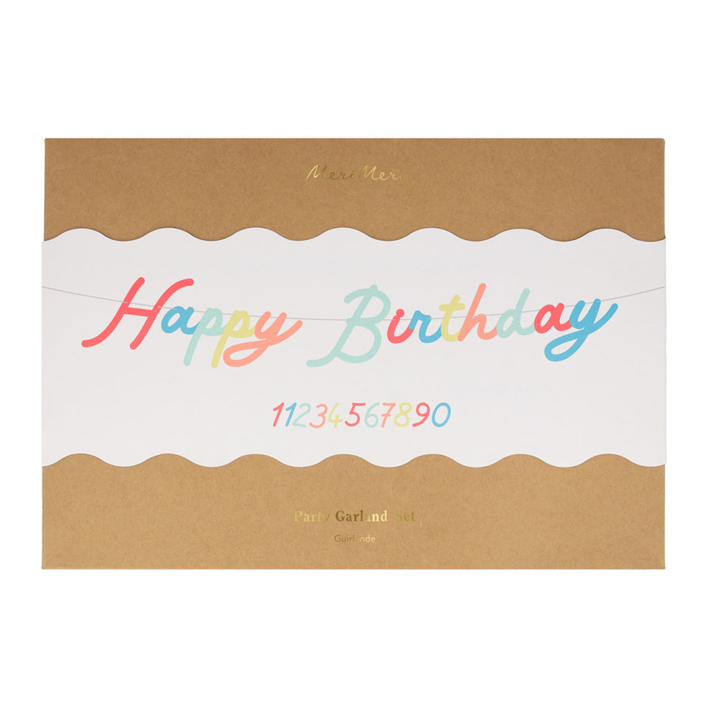Meri Meri girlande, Happy Birthday, Klare farger - 2.7 meter
