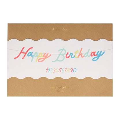 Meri Meri girlande, Happy Birthday, Klare farger - 2.7 meter