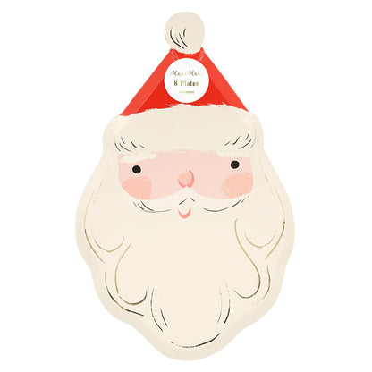 Meri Meri paptallerkener, Jolly Christmas, Julemand - 8 stk
