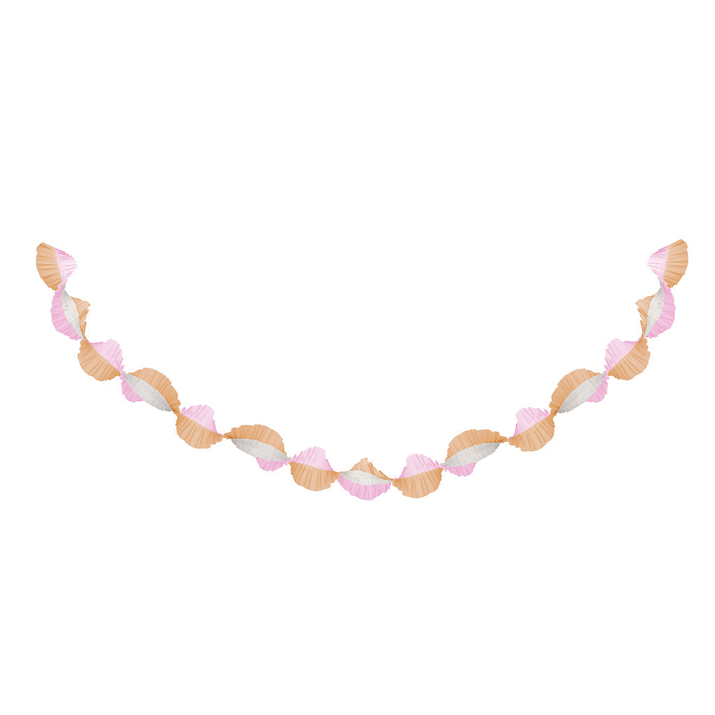 Meri Meri kreppapir med fleser, Rosa og fersken - 3 meter