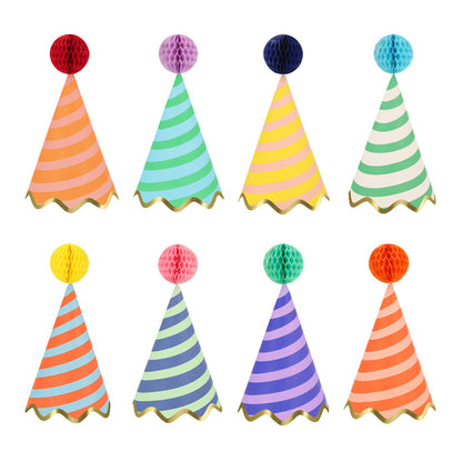 Meri Meri festhatte, Stripe party hats - 8 stk.