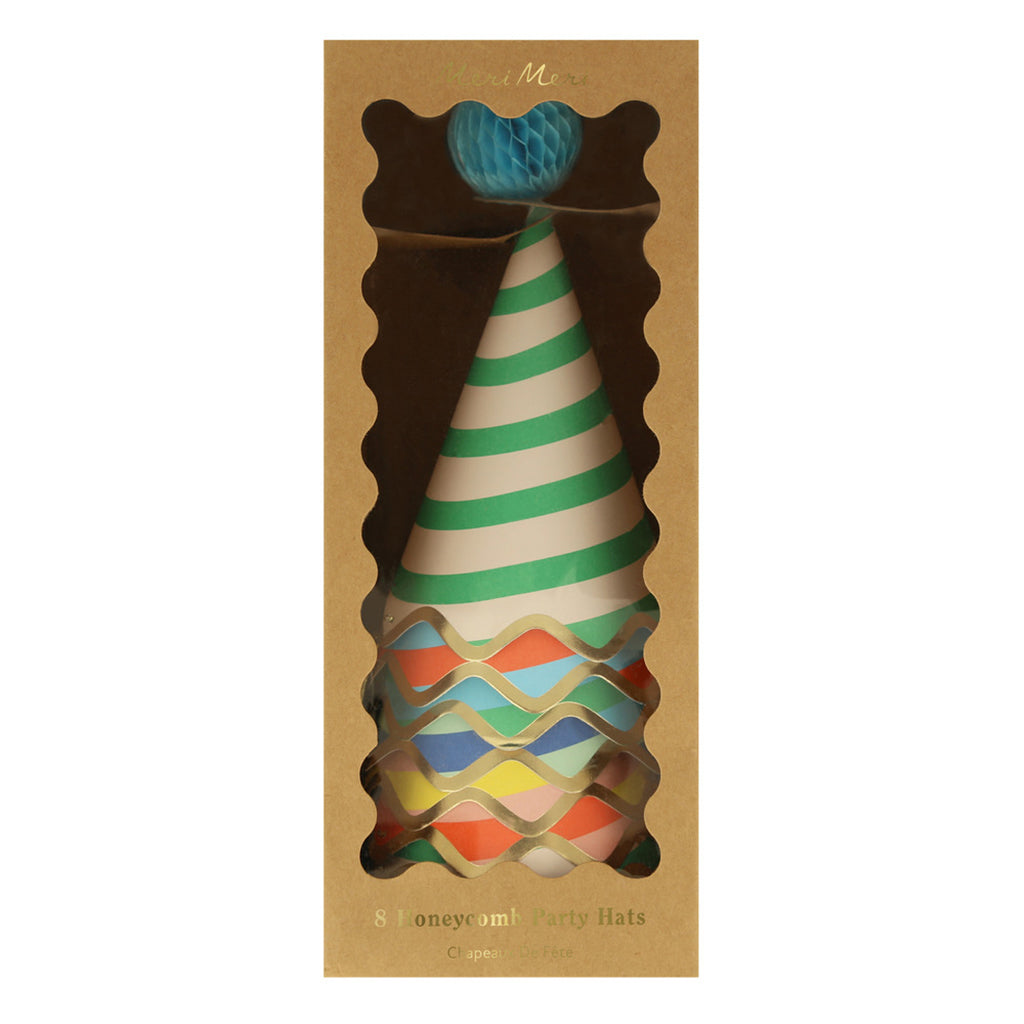 Meri Meri festhatter, Stripe party hats – 8 stk.