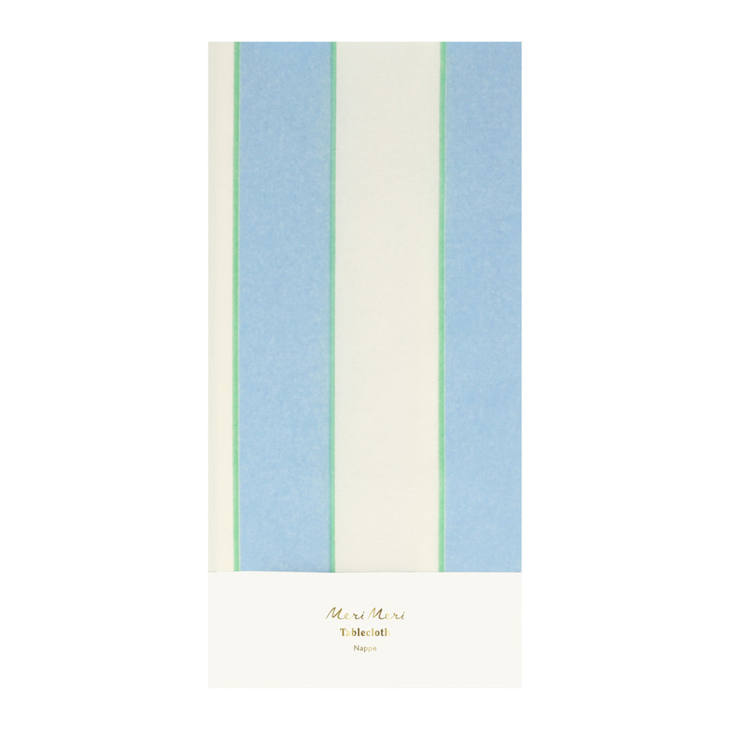 Meri Meri papirsduk, Pale blue stripe - 259 x 137 cm
