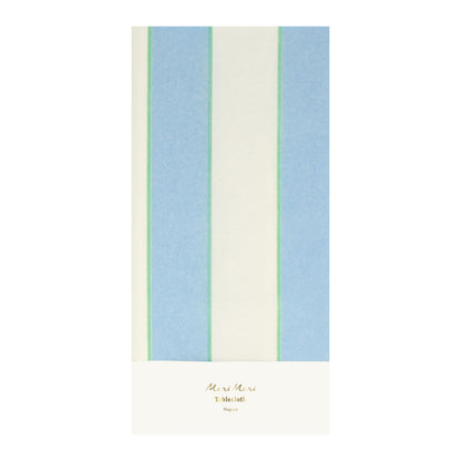 Meri Meri papirsduk, Pale blue stripe - 259 x 137 cm