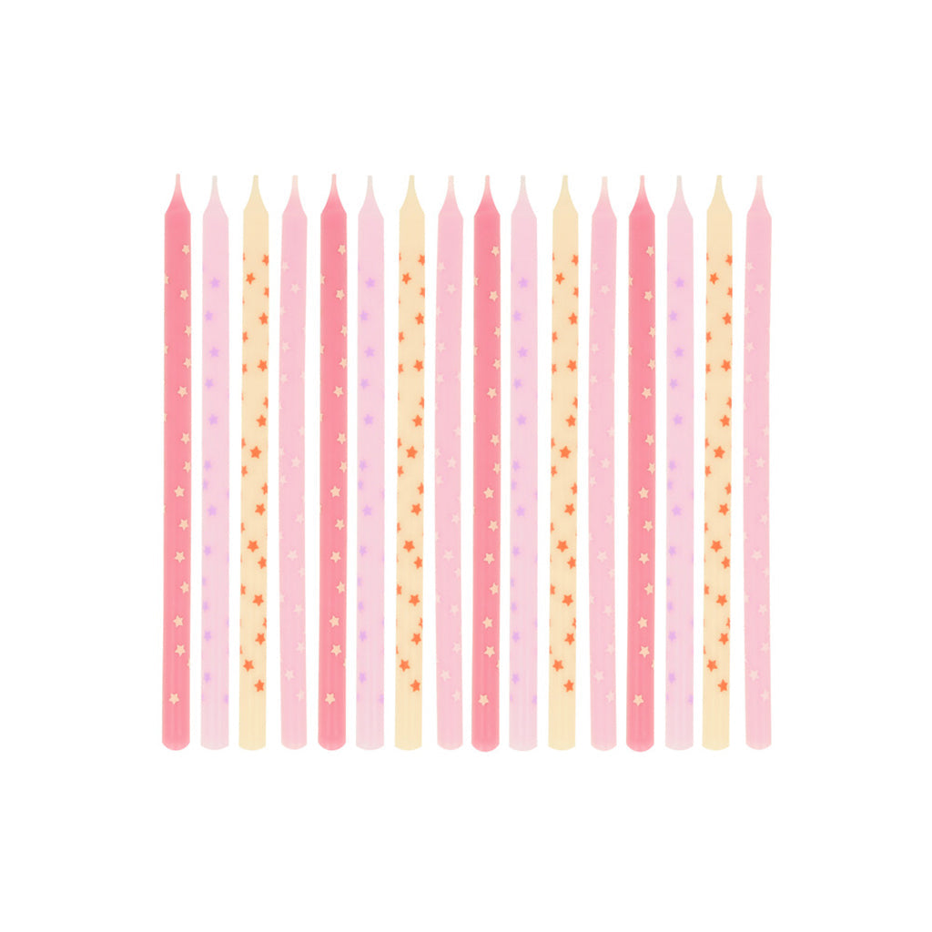 Meri Meri kakelys, rosa stjerner - 16 stk