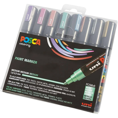 Posca Tusjer, strek 2.5 mm - 8 stk. Metallic