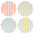 Meri Meri paptallerkener str L, Pastel stripe 8 stk