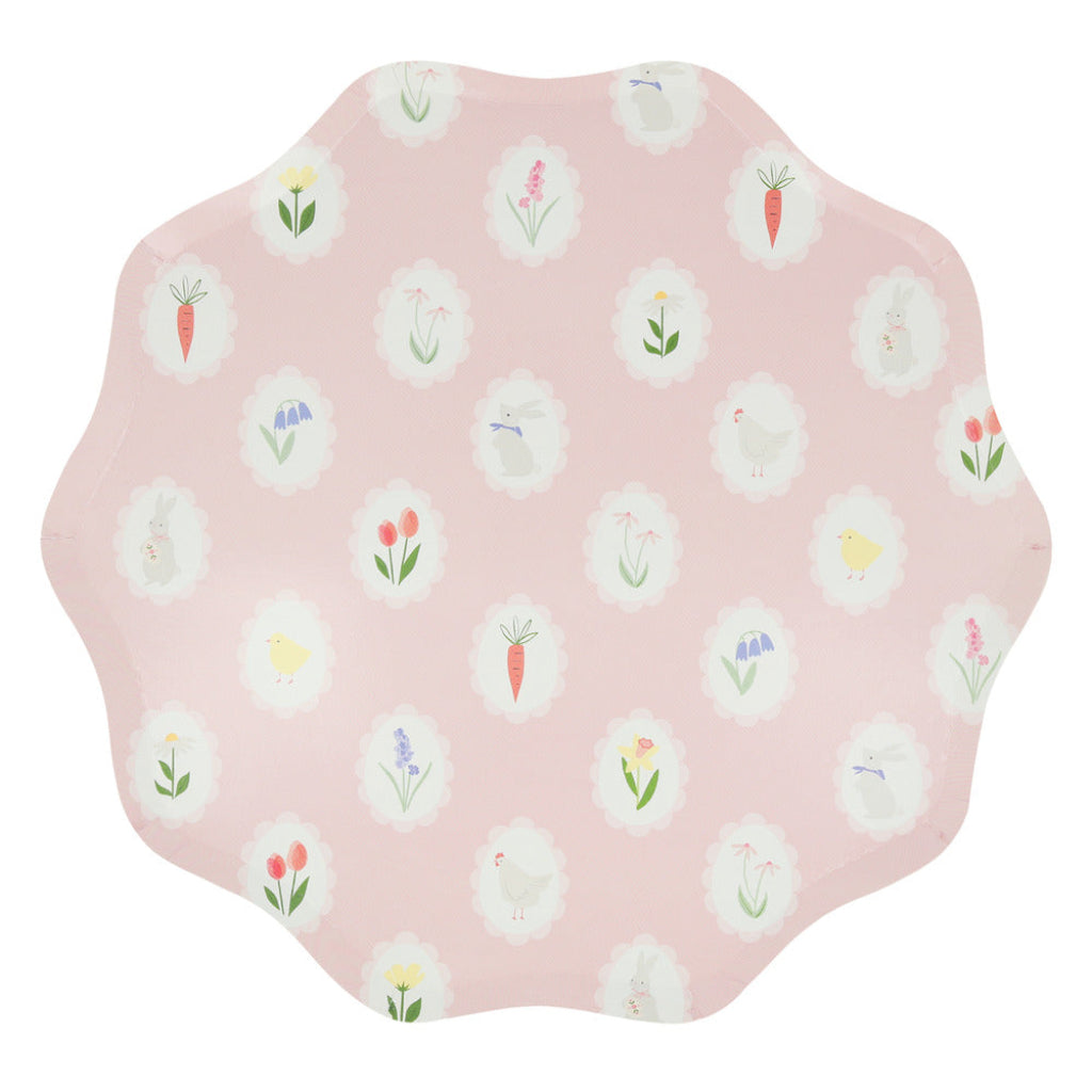 Meri Meri papptallerkener, påske, Str. L, Easter cameo - 8 stk.