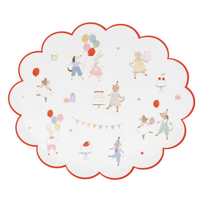 Meri Meri Papptallerkener, Str. L, Dyrevenner - 8 stk.