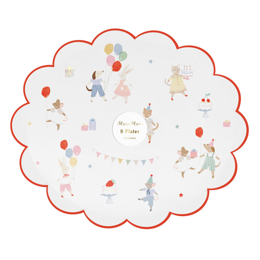 Meri Meri Papptallerkener, Str. L, Dyrevenner - 8 stk.