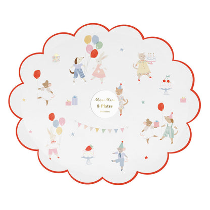 Meri Meri Papptallerkener, Str. L, Dyrevenner - 8 stk.