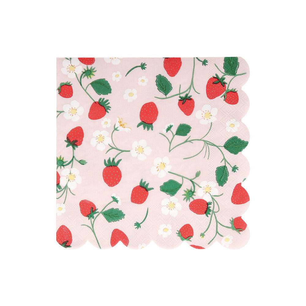 Meri Meri servietter str. L, Strawberry - 16 stk.