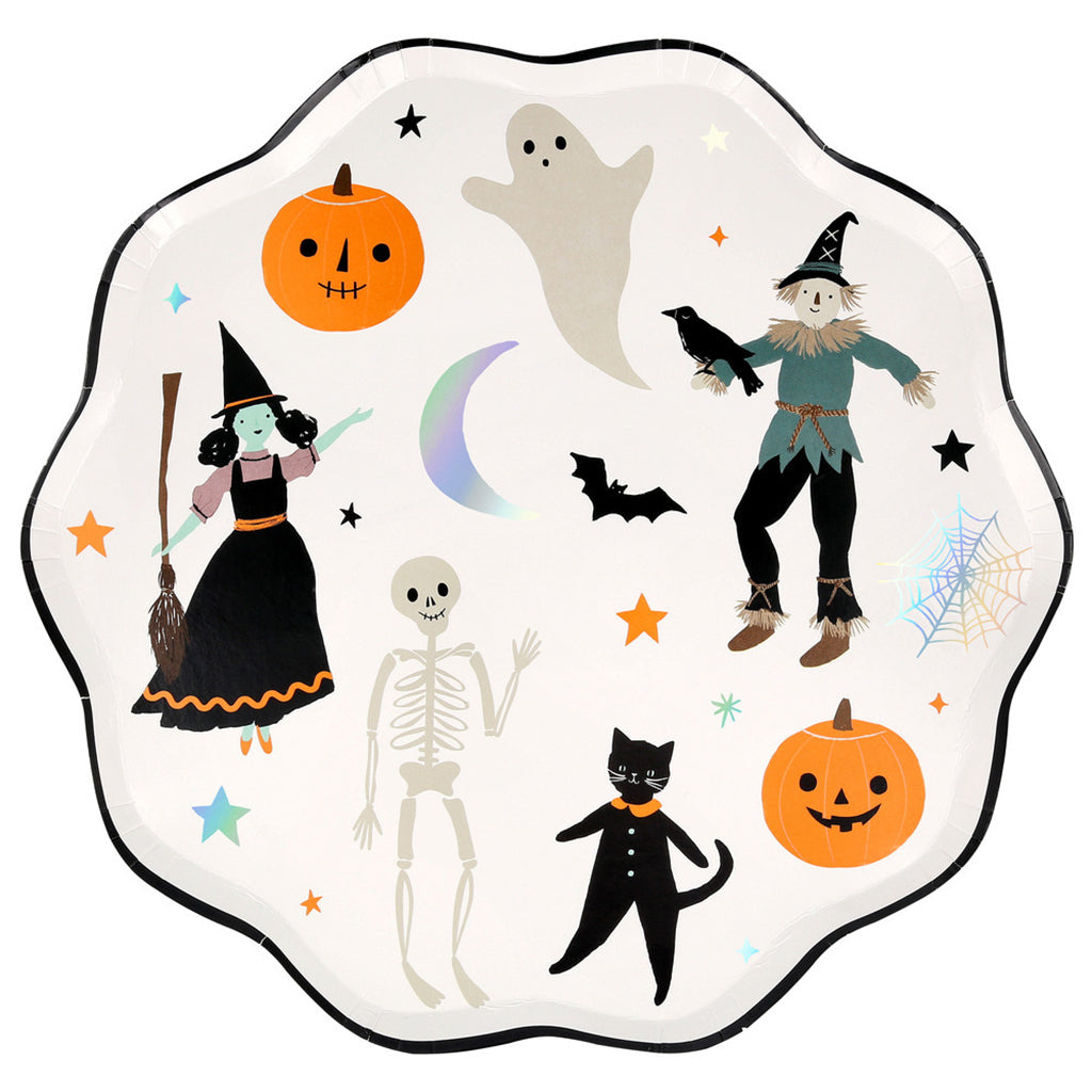 Meri Meri Paptallerkener, str. L, Halloween - 8 stk.