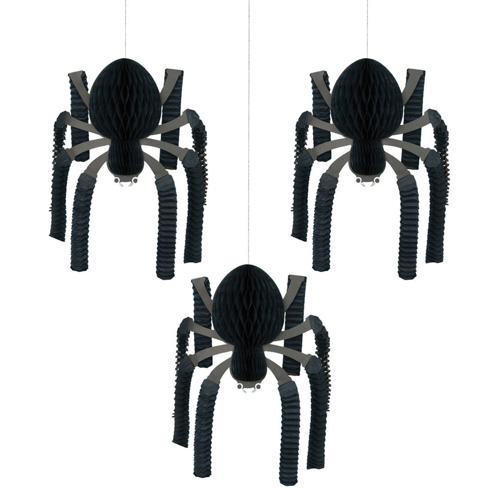 Meri Meri Halloween pynt, 3-pak hengende Giga honeycomb edderkopper