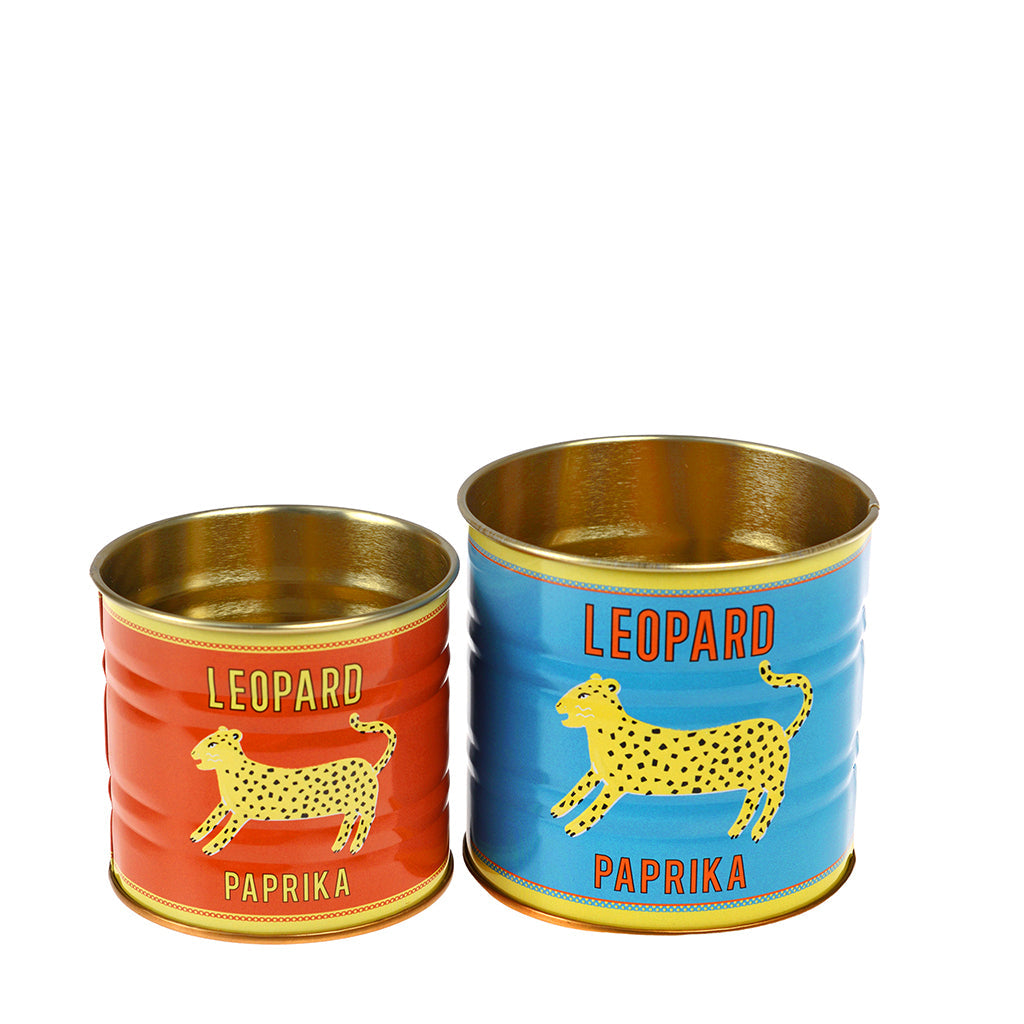 Rex London Mini, metaldåser til opbevaring, sæt m 2 stk - Leopard
