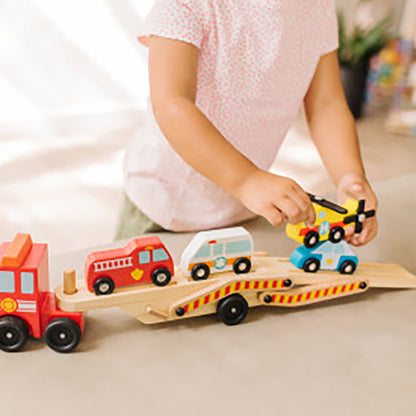 Melissa &amp; Doug Treleker Biler, Bergingskjøretøy Biltransportør