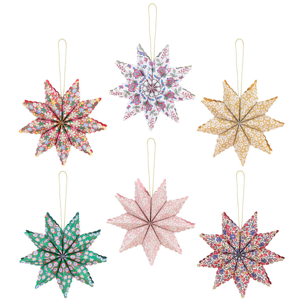 Meri Meri julepynt, Liberty Paper Star, 6 stk.
