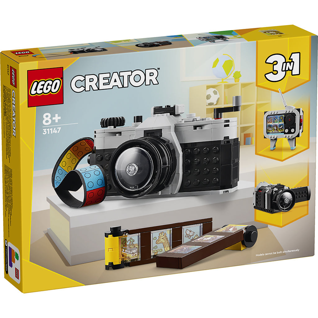 LEGO Creator 3-i-1 Retro-kamera med tilbehør på hvid baggrund