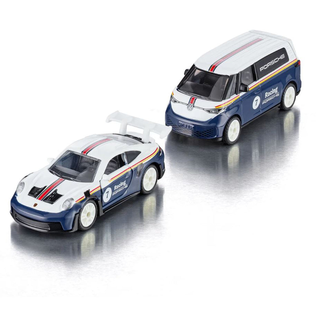 Siku VW ID Buzz med Porsche 911 GT3 – str. 22,6 × 7,5 cm