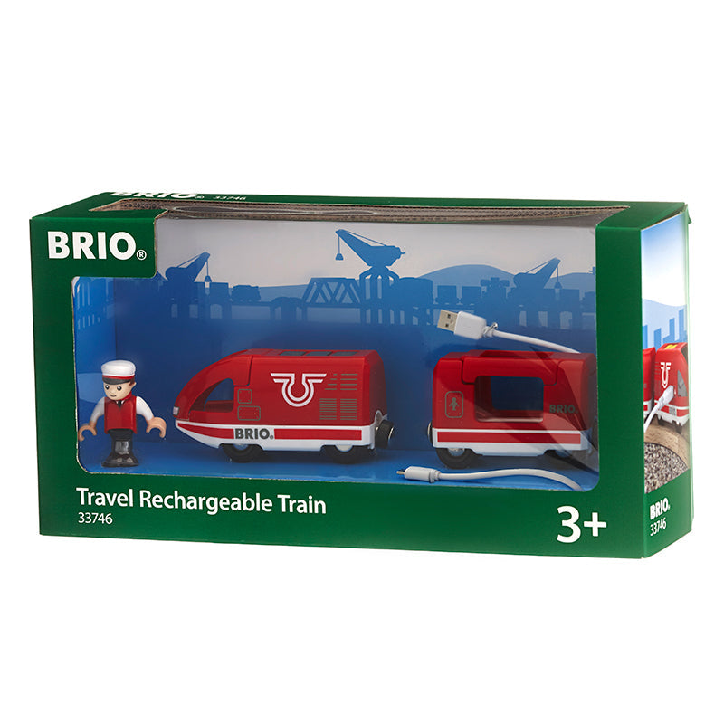 Brio Oppladbart lokomotiv med mini USB-kabel – Rødt