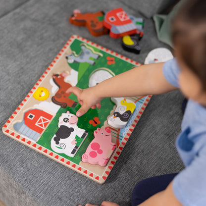 Melissa &amp; Doug Puslespill i tre med store brikker, Bondegård - 8 brikker
