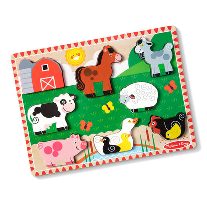 Melissa &amp; Doug Puslespill i tre med store brikker, Bondegård - 8 brikker