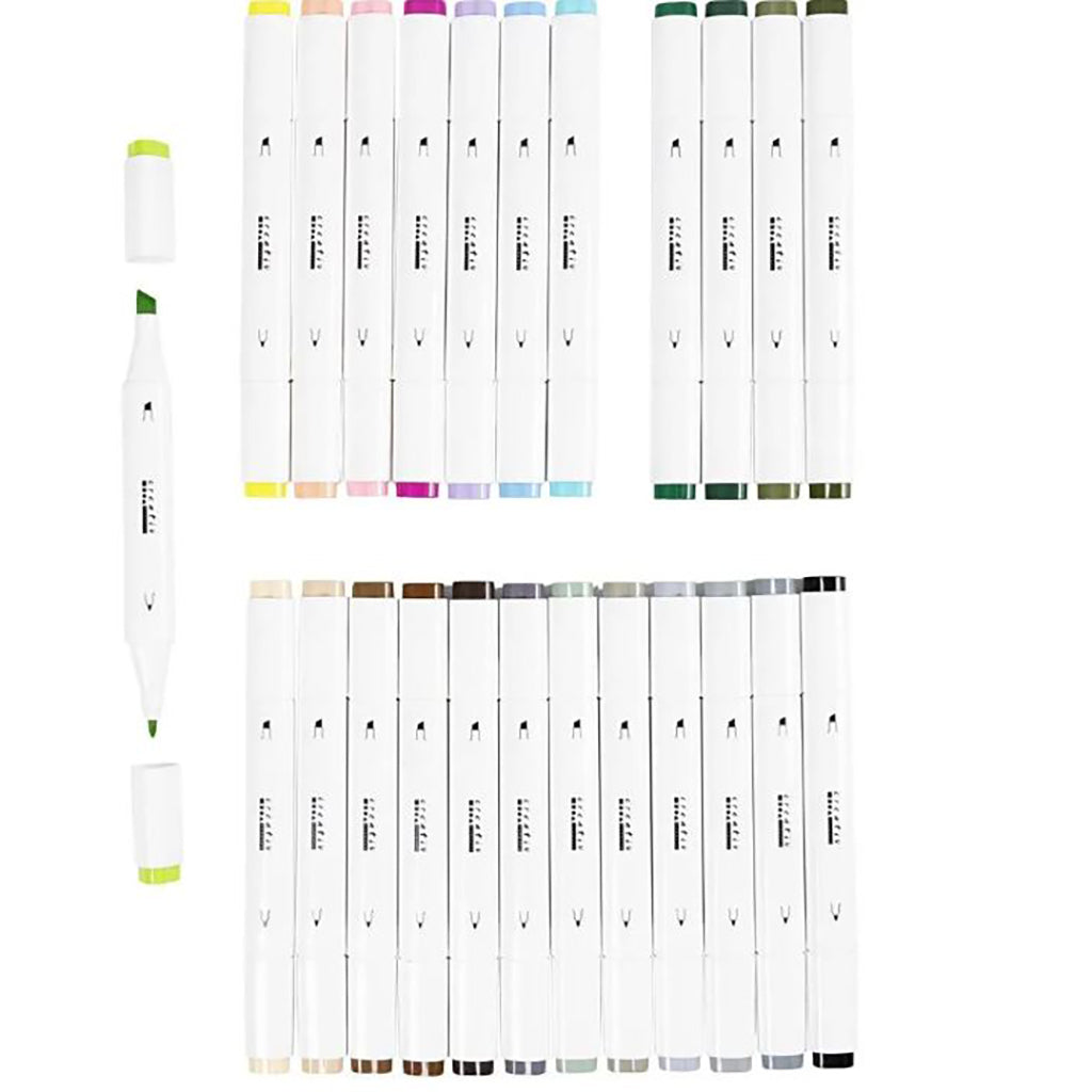 Illustration Marker, dobbel, strek 1 + 8 mm, 24 stk. - Pastellfarger, standardfarger