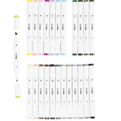 Illustration Marker, dobbel, strek 1 + 8 mm, 24 stk. - Pastellfarger, standardfarger