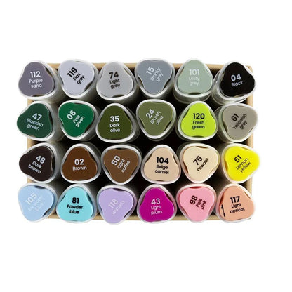 Illustration Marker, dobbel, strek 1 + 8 mm, 24 stk. - Pastellfarger, standardfarger