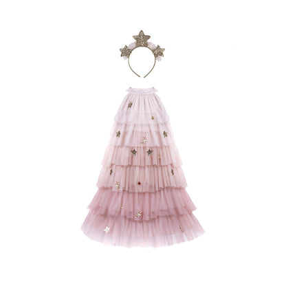 Great Pretenders kostyme, Juletrekjole og hårbøyle, blush - str. 2-4 år og 4-6 år