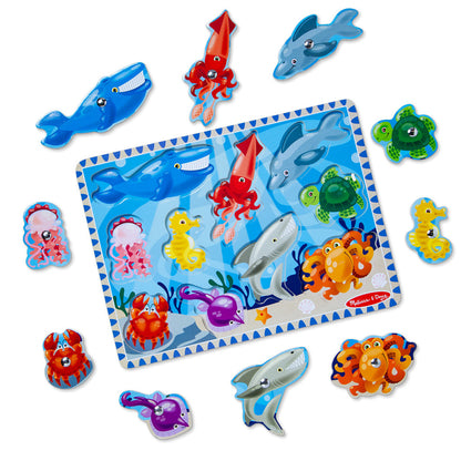 Melissa &amp; Doug Magnetisk trepuslespill med fiskestang, 10 brikker