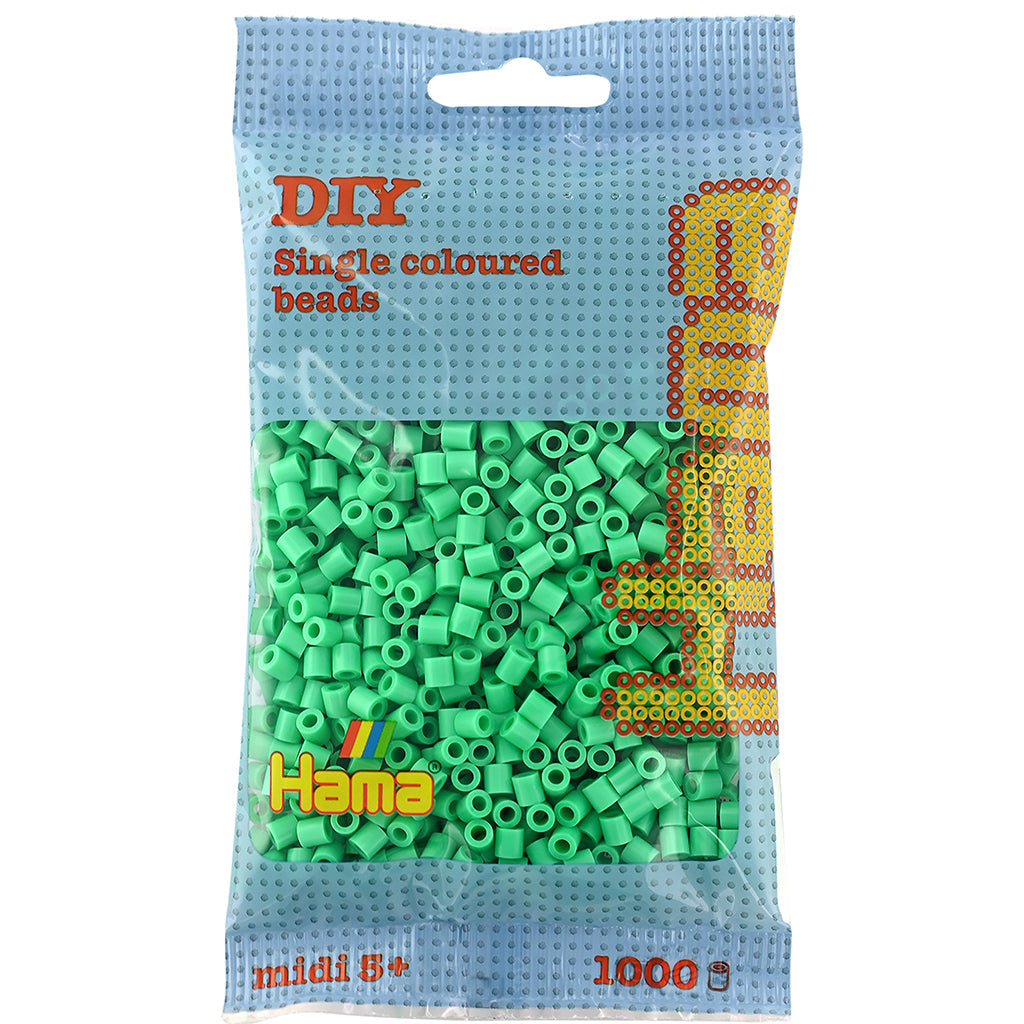 Hama Midi perler i pose, lys grønn - 1000 stk