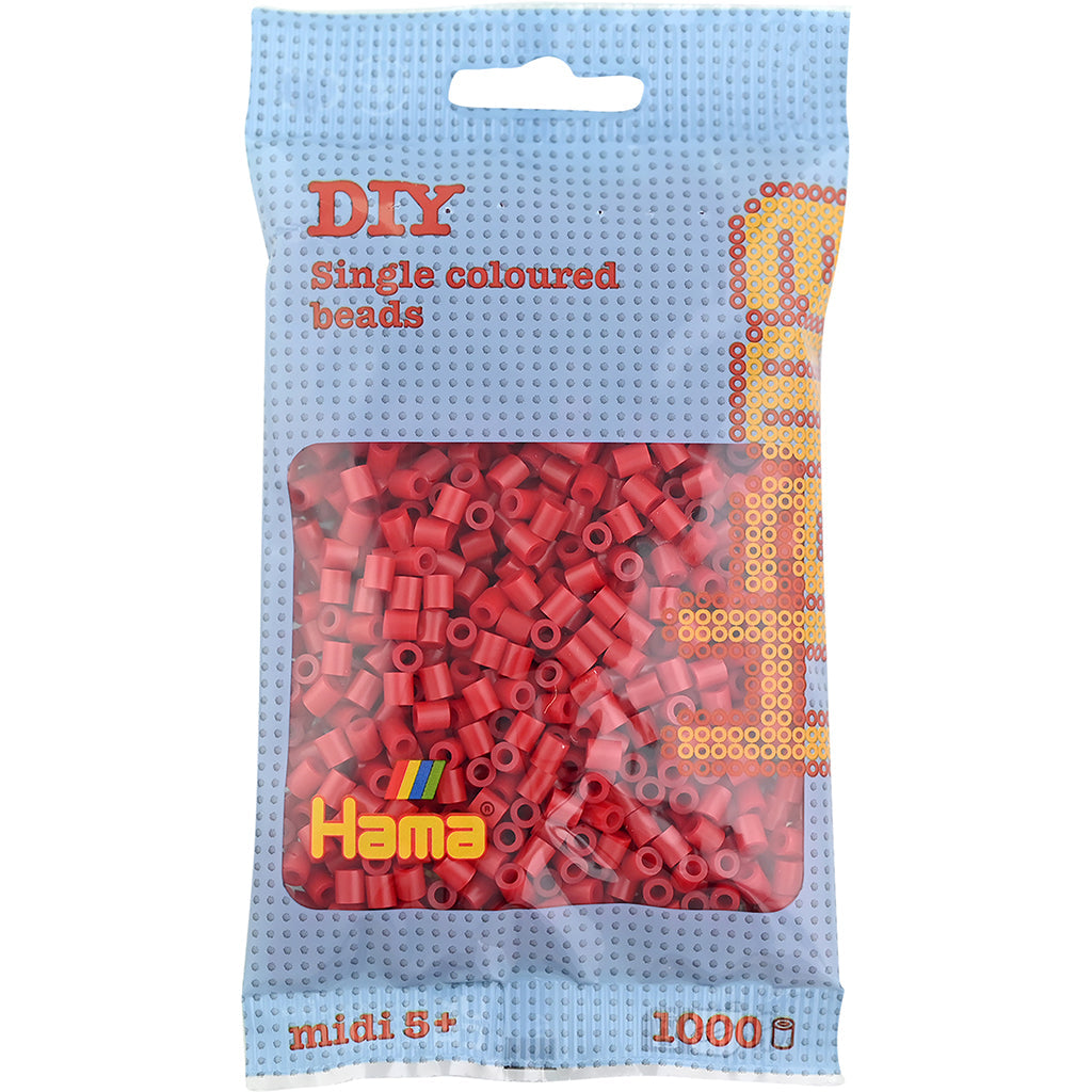 Hama Midi perler i pose, mørkerød - 1000 stk