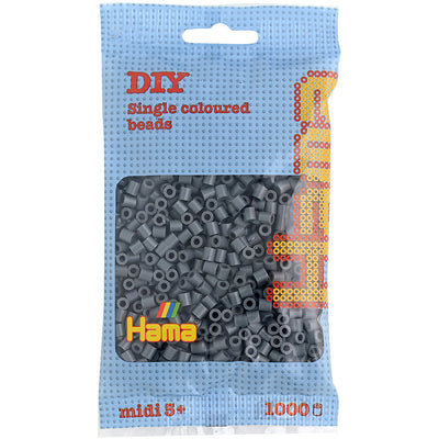 Hama Midi perler i pose, mørkegrå - 1000 stk