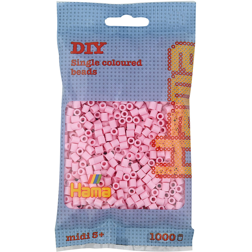 Hama Midi perler i pose, Pastell rosa - 1000 stk