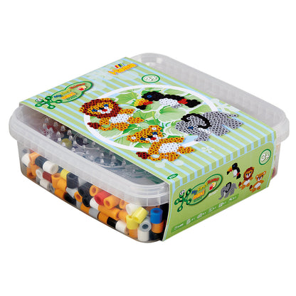 Hama Maxi 600 perler og 2 plater Løve/Elefant i bøtte