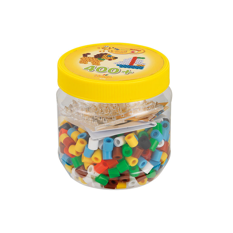 Hama Maxi perler og perleplate i bøtte, gul - 400 perler