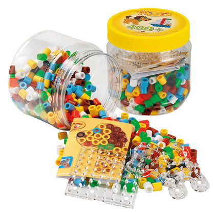 Hama Maxi perler og perleplade i bøtte, gul - 400 perler
