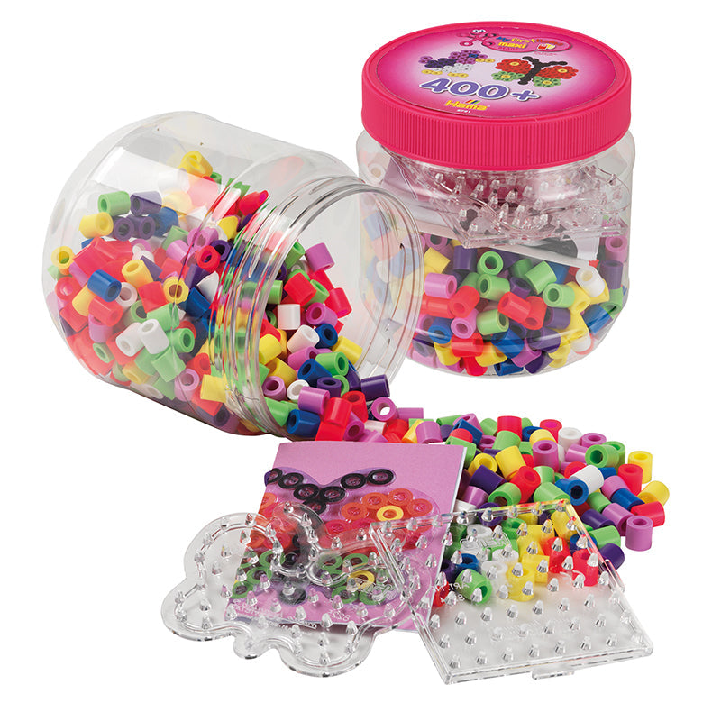 Hama Maxi perler og perleplade i bøtte med pink låg