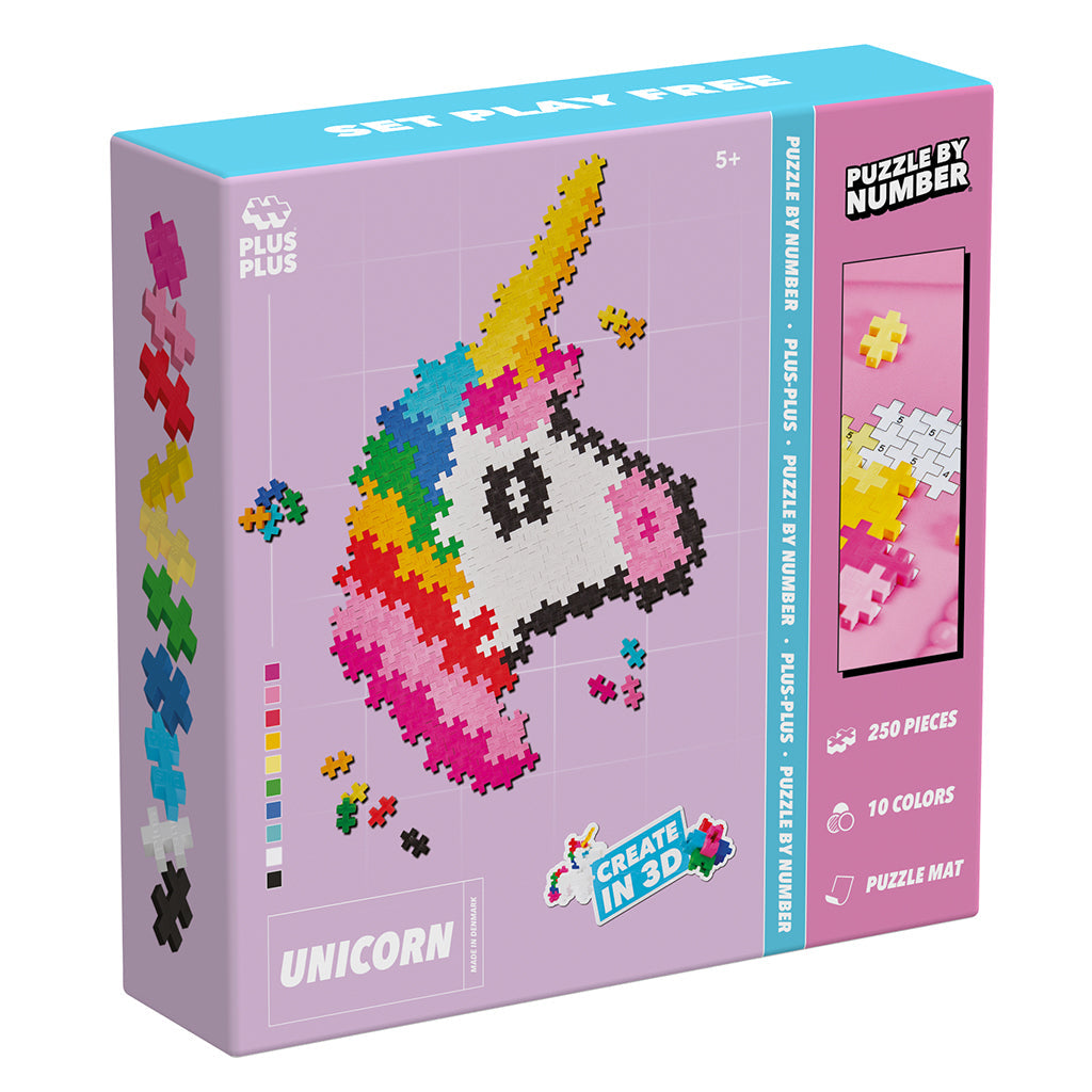 Plus-Plus Puzzle by Number, Enhjørning - 250 stk