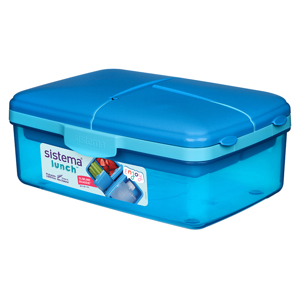 Sistema madkasse og drikkedunk, Slimline Quaddie 1.5 L - Blue