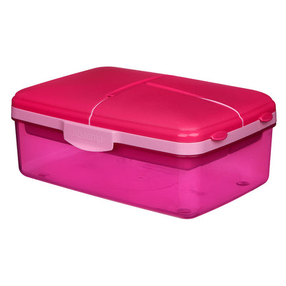Sistema matboks og drikkeflaske, Slimline Quaddie 1.5 L - Pink