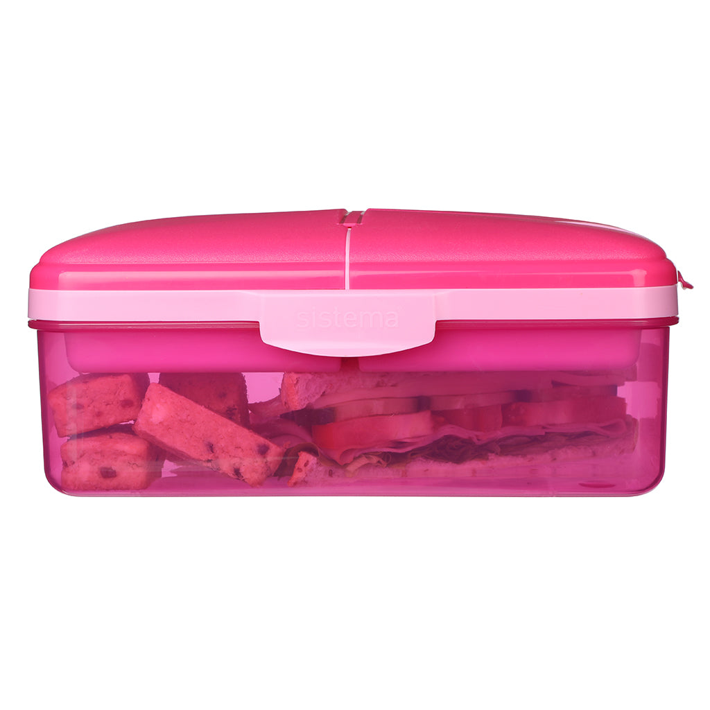 Sistema matboks og drikkeflaske, Slimline Quaddie 1.5 L - Pink